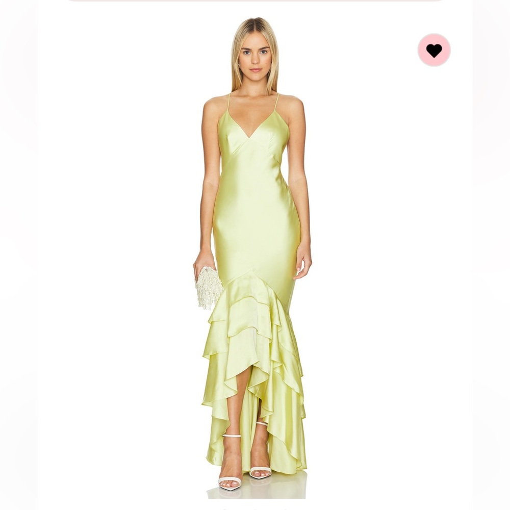 Revolve lovers and friends cleo gown in melon green